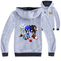 Sonic The Hedgehog Hooded Zipper Sweater Cotton + Polyester 3-16 Yrs Jacket For Boys 15 Years Old Girls Boy S Black/grey Spring And Autumn Kid S Clothing Long Sleeve