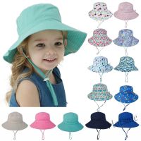 【hot sale】 D06 BEAUTY Summer Baby Sun Hat Boys Girls with Adjustable Chin Strap Bucket Hat UV Protection Wide Brim Neck Ear Cover Toddler Kids For 0-8 Years Swimming Hats Beach CapTH