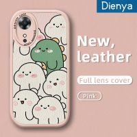 เคส Dienya สำหรับ OPPO เคส A17K A17การ์ตูนหลากสีน่ารักสีขาวและสีเขียวลายไดโนเสาร์บางนุ่มหนังเคสมือถือกันกระแทกเคสกันกระแทกกันตก