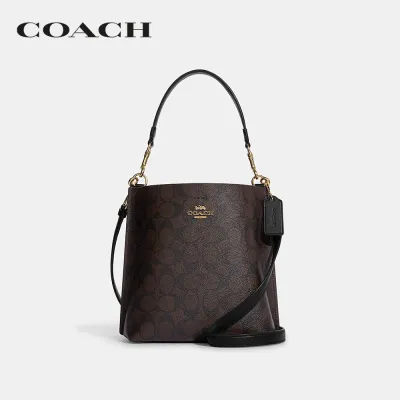 COACH กระเป๋าสะพายไหล่ผู้หญิงรุ่น Mollie Bucket Bag 22 In Signature Canvas สีน้ำตาล CA582 IMAA8