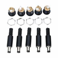 10 Pairs 12V 3A Plastic Male Plug 2.1 * 5.5mm + Female Socket Panel Mount Jack DC Connector Mayitr Electrical Supplies