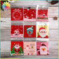 HETU070703. 100pcs ซานตาคลอส ถุงขนมคริสต์มาส หลากหลายสไตล์ 10x10cm ถุงของขวัญขนาดเล็ก ของใหม่ สุขสันต์วันคริสต์มาส บรรจุภัณฑ์อาหารขนมขบเคี้ยว ของตกแต่งงานปาร์ตี้