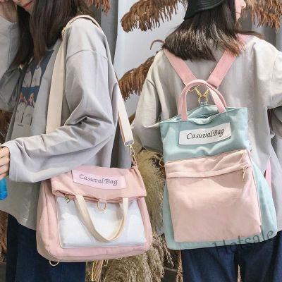 【hot sale】✗◊♈ C16 Japan and South Korea Ins Canvas Bag Multifunctional Backpack Girls Messenger Bag Student School Bag