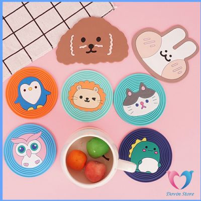 Dovin วัสดุกันลื่น ทนความร้อน ​ล้างได้ ที่รองแก้ว PVC ลายการ์ตูน Cartoon PVC Coaster