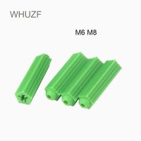 WHUZF Gratis Ongkir M6 M8พลาสติกสีเขียวท่อพลาสติกท่อต่อขยายไนล่อนกระพุ้งทอดสมอปลั๊กยางสกรูแผ่นฝ้าบุผนัง1000ชิ้น