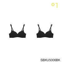 ( Set 2 ชิ้น )Sabina เสื้อชั้นใน Invisible Wire (ไม่มีโครง) รุ่น Pretty Perfect รหัส SBXU5006 สีดำ