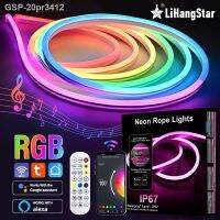 สายแสงนีออน Led RGB 20pr3412 24W Wifi เชือกอัจฉริยะ Diy ควบคุมแอปไฟด้านหลังทีวี Sala De Jogos Quito Luz Ambiente Decorativa