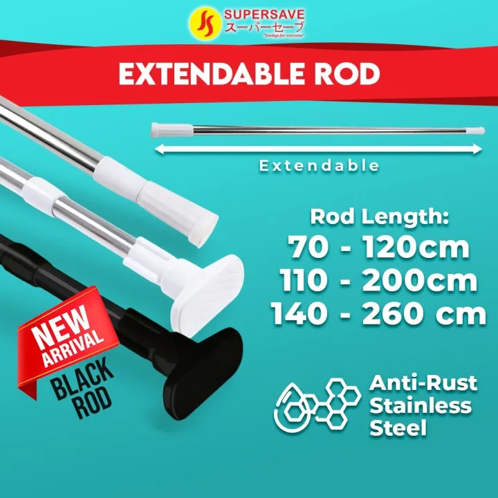 Supersave Stainless Steel Adjustable Curtain Rod For Cloth Drying
