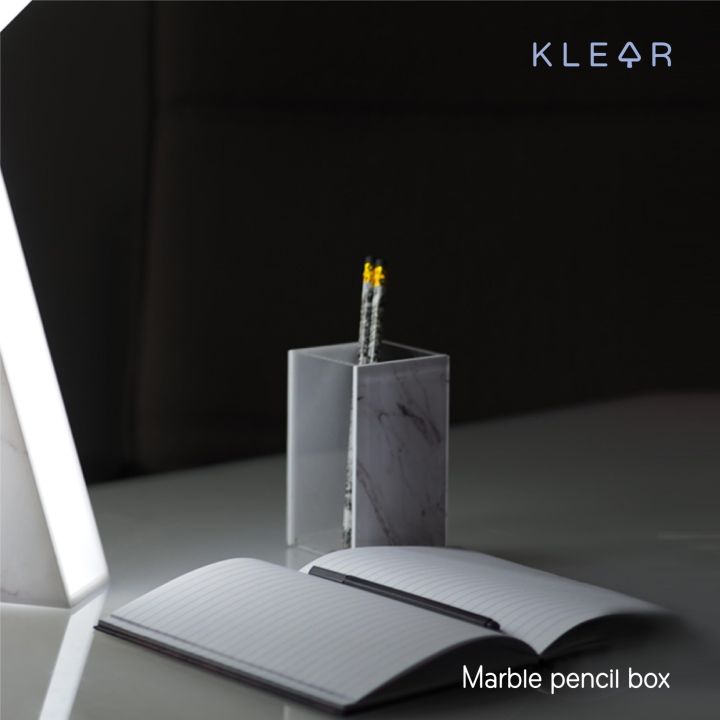 klearobject-marble-pencil-box-กล่องดินสอลายหินอ่อน-กล่องดินสอ-กล่องอะคริลิคใส่ปากกา-กล่องใส่ดินสอ-กล่องอเนกประสงค์-กล่องดินสด-ปากกา-ดินสอ-ใส่ปากกา