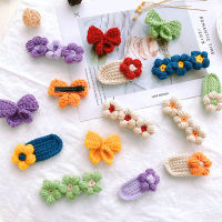 Baby Hairpins Kids Flower Bow Baby Hair Clips Hand-knitted Wool Hairpin Little Girl Hair Accessories Winter Accessories for Kids