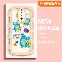 YIWESAN เคสสำหรับ Xiaomi POCO X2 POCO F2 Redmi K30การ์ตูนมอนสเตอร์ Scarers แฟชั่นขอบครีมคลื่นเคสโทรศัพท์แบบใสดีไซน์ใหม่เลนส์กล้องถ่ายรูปเคสใสกันกระแทกเคสป้องกันซิลิโคน