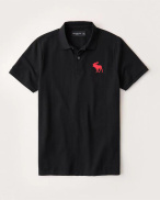 Abercrombie & Fitchs Áo polo thêu cotton cho nam áo thun ngắn tay cổ ve