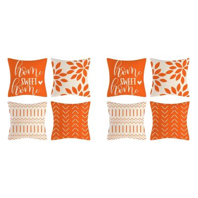 Orange Pillow Covers 18X18 Set of 8 Home Decorative Throw Pillow Covers Outdoor Linen Couch Throw Pillow Case