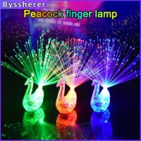 Byssherer 1pcs/5pcs Peacock Finger Light Colorful LED Light-Up Rings Children Intellectual Toys Flash Peacock Light Peacock Ring Light