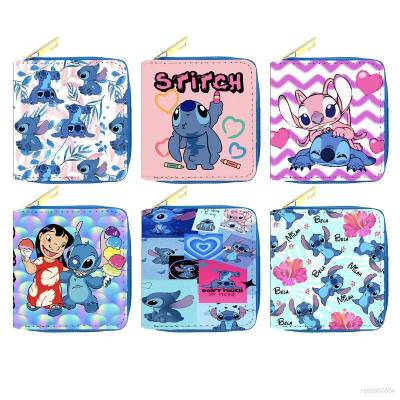 Stitch Cartoon Cute PU Short Zipper Wallet Student Girl Zero Wallet Coin Storage Multi Card Card Bag