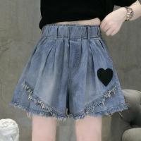 ขอบหยาบขากว้าง Y2k Celana Pendek Denim สำหรับเด็กผู้หญิงกางเกงขาสั้นลำลองหลวม