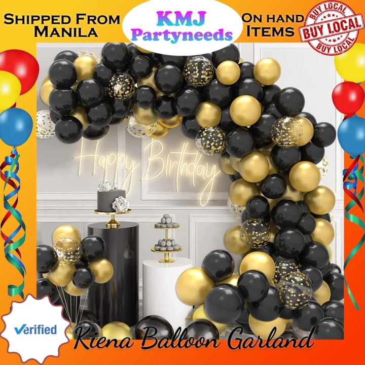 Black and Gold Balloon Arch Kit Birthday Party Decorations Wedding Baby  Shower Graduation Garland Set Balloons Party Supplies 