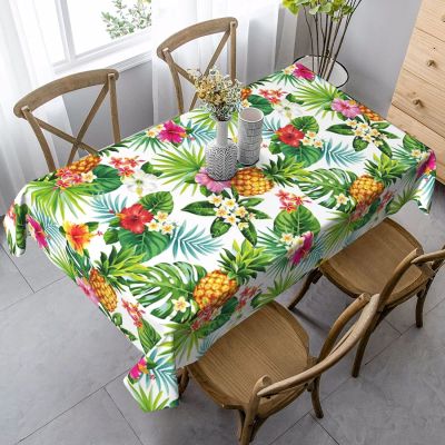Tropical Plant Leaf Rectangle Tablecloth Wedding Table Decor Polyester Waterproof Tablecloth for Kitchen Dining Party Decor