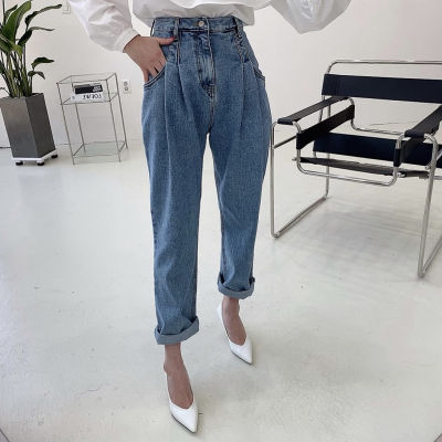 Alien Kitty  New Summer Full Length Denim Pants High Waist Office Lady Jeans Trousers Solid Loose Button Fly Elegant Fashion
