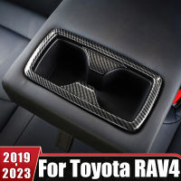 คาร์บอนไฟเบอร์ด้านหลังแถว Armrest ถ้วยน้ำกรอบสำหรับ Toyota RAV4 XA50 2019 2020 2021 2022 2023ภายในรถอุปกรณ์เสริม