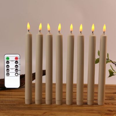 【CW】 2 Pieces 25.5 cm Battery Operated Wedding Candles With Remote10 inch Beige Color Warm White Flickering Timer LED Taper