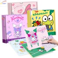 HILBAT ของเล่นวาดภาพได้ Kuromi FROG DIY Magic Sticker กบตาโต คุโรมิ สติกเกอร์โอน Kuromi Magic ของเล่นเพื่อการศึกษา เมโลดี้ สติกเกอร์โอนมายากลส่องแสงแบบทำมือ รูปลอกถ่ายโอนมายากลแบบทำมือ