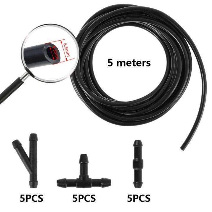 5M Car Windshield Wiper Washer Jet Tube Pipe+Hose Connectors T Y For