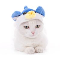 ZZOOI Cartoon Cat Winter Thermal Cap Photo Props Polyester Cat Cross-Dressing Hat with Ears Comfortable Soft Pet Costume Accessories