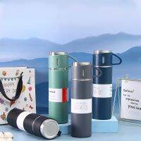 500Ml New 304 Stainless Steel Double-Layer Thermos Vacuum Portable Car Water Cup One Cup Three Lid Gift Set Cup