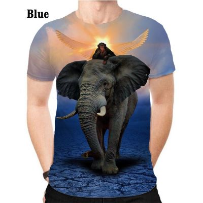 Fashion men and women animal printed elephant 3D T-shirt casual short sleeved breathable soft T-shirt