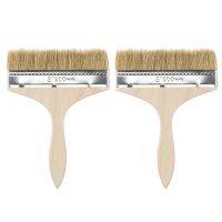 uxcell 2 Pcs 7 Inch Paint Brush Natural Bristle Flat Edge with Wood Handle Wall Treatment Tool for Paint  Varnishes  Glues Paint Tools Accessories