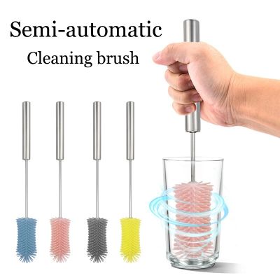 Semi-automatic rotary cleaning brush baby bottle water cup tea press mixer