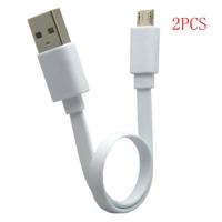 2pcs 20CM Short Micro USB Charger Cable Cords Portable Power Bank Flat Cable For Android Phone Only Charge