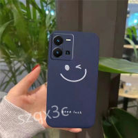 เคสโทรศัพท์ VIVO V25 5G V25e Y16 Y02S Y22S Y22 Y35 Y77 Y55 Y30 Y01 T1X Y76 V23 Y33T Y21T X80 Pro 4G Phone Cell Case Matte Slim Back Cover Solid Color Smiling Face Couple Handphone Casing Softcase เคส VIVOV25 VIVOY35