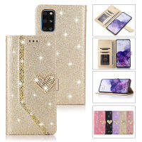 เคสระยิบระยับแวววาวมันวาวสำหรับ Samsung Galaxy S23 S21 S20บวก S10e S9 S8 S7 Note 20 Ultra 8 9 10กระเป๋าสตางค์หนังฝาครอบโทรศัพท์มือถือแบบพับ Capa