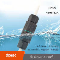 ข้อต่อกันน้ำ ข้อต่อสายไฟกันน้ำ  IP68 สีดำ ใช้นอกสถานที่  2P/3P