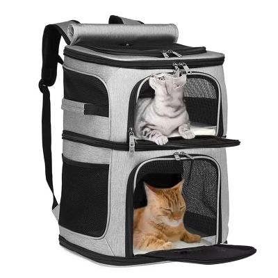 ✈ Two-Layers Cat Carrier Backpack Removable Cat Bag for 2 Cats Collapsible Pet Carrier for Small Dogs Puppies of 7kg Pet Supplies