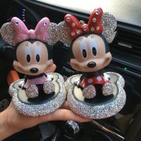 ☃▪◄ Disney Mickey Mouse Minnie Anime Doll Toys Mickey Minnie Mouse Cartoon Shake Head Model Doll Car Deco Auto Accessories Kids Toy