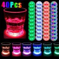 40Pcs LED Light-emitting Cup Sticker Colorful Flashing Bottle Sticker Light-emitting Coaster Stall Bar Light-emitting Props