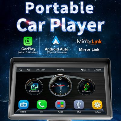 Universal 7Inch Car Radio Multimedia Video Player Portable Bluetooth Wireless CarPlay Android Touch Screen with Camera
