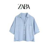 European and American style 2022 spring summer new stunning womens straight short-sleeved regular commuter wooden button short shirt 5 colors