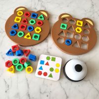 Kids Geometric Shape Color Matching Puzzle Baby Montessori Educational Learning Wooden Toys For Children Interactive Battle Game