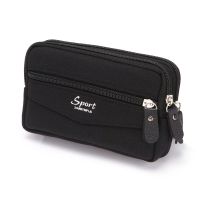 Tas Ponsel 6.5 Inci Fannypack Kain Kanvas Ritsleting Dompet Pria Dompet Koin Tas Pinggang Pria Tas Uang Kartu Kunci Tas Dompet