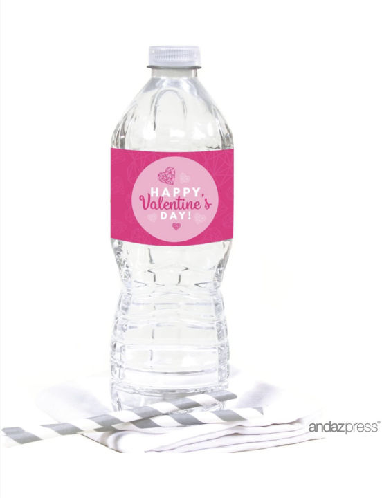 jollyboom-happy-valentine-s-day-theme-ขวดน้ำแร่สติกเกอร์รูปสี่เหลี่ยมผืนผ้าของขวัญตกแต่งร้อนแบนเนอร์สีชมพูโรแมนติกแบนเนอร์สำหรับเทศกาลอุปกรณ์