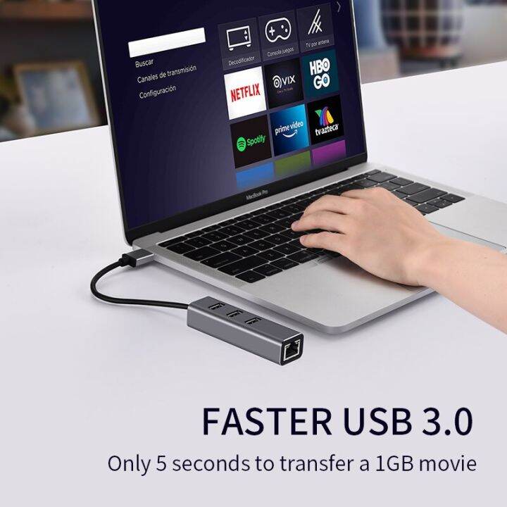 usb-3-0ฮับ-type-c-ถึงอะแดปเตอร์เครือข่ายอีเทอร์เน็ต1000mbps-rj45-usb-c-กับ3พอร์ตตัวแยก-usb3-0สำหรับคอมพิวเตอร์แล็ปท็อปอุปกรณ์เสริม-feona