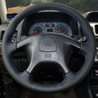 Black Artificial Leather DIY Hand-stitched Car Steering Wheel Cover for Mitsubishi Pajero Old Mitsubishi Pajero Sport Steering Wheels Accessories