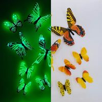 ™❣✴ 24/12Pcs Luminous Butterfly Wall Stickers Glow In The Dark 3D Fridge Decals Wallpaper For Living Room Home Wedding Party Decors