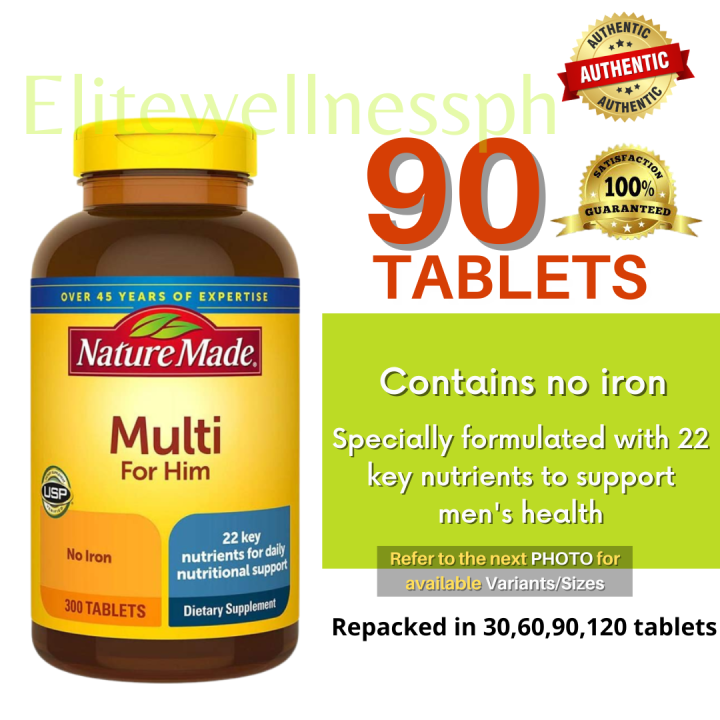 90 Tablets Nature Made Multivitamin For Him with No Iron, Nutritional