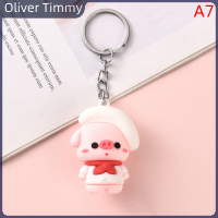 [Oliver Timmy] พวงกุญแจสัตว์การ์ตูนตุ๊กตาสามมิติพลาสติกนิ่มที่สร้างสรรค์