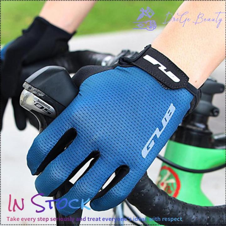 ถุงมือยาวแบบเต็มนิ้วสำหรับผู้ชายผู้หญิง1คู่-ถุงมือจักรยานดูดซับแรงกระแทกหน้าจอสัมผัสอุปกรณ์เสริมสำหรับการปั่นจักรยาน